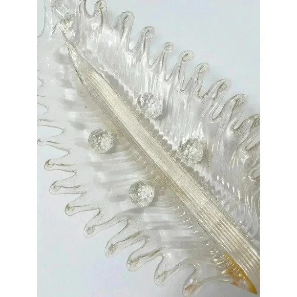 Vintage Glass Leaf Shaped Murano Barovier Toso Gold Fleck Catchall Bowl / Dish - Picture 2 of 8